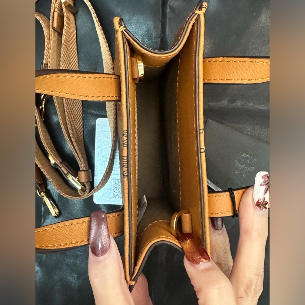 MCM Klassik Visetos XMini Crossbody Bag Cognac NWT - Picture 11 of 15